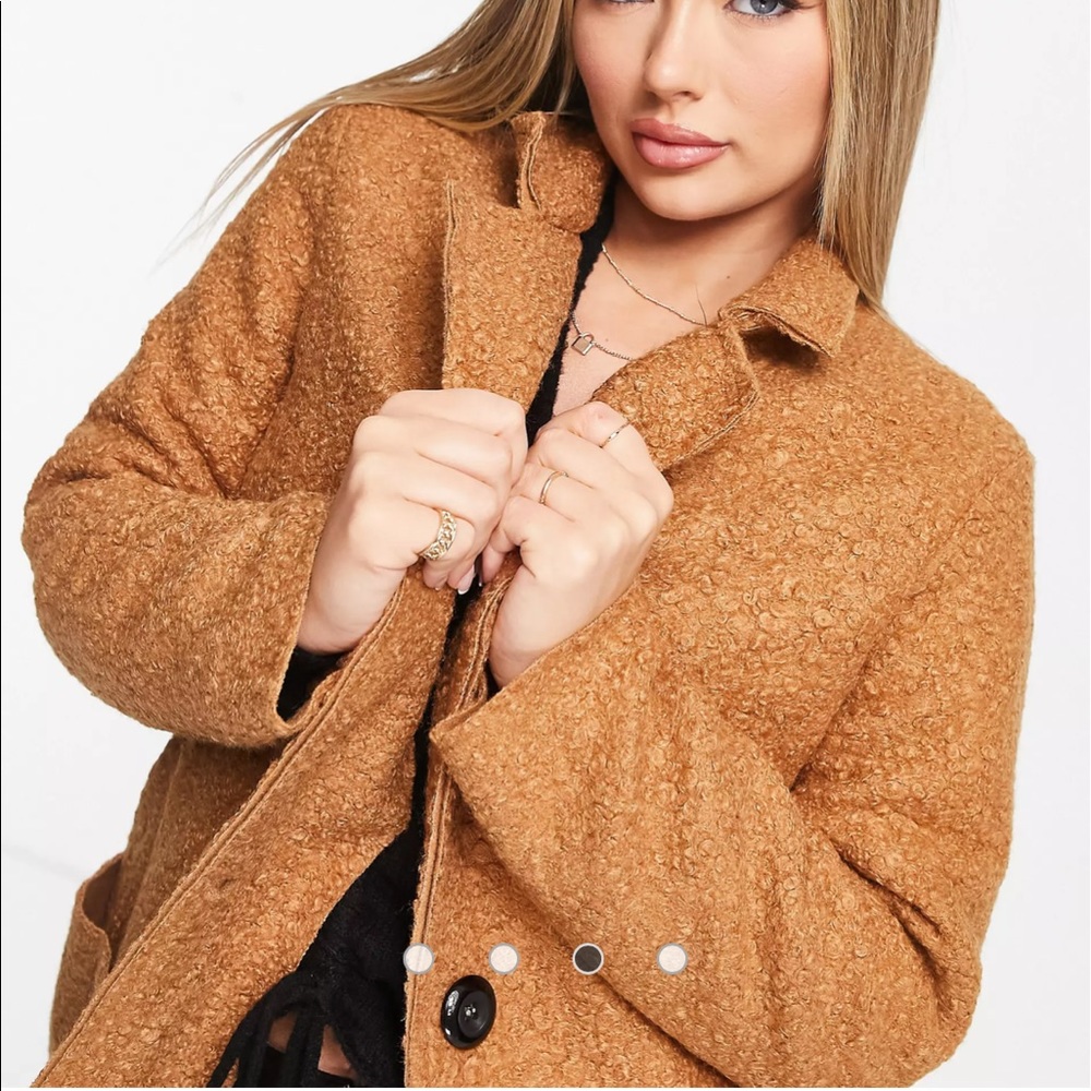 NWT ASOS Long camel coat with belt from Naa Naa Size M $129 - Picture 4 of 11
